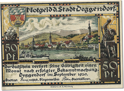 Notgeld Deggendorf 50 Ortmann